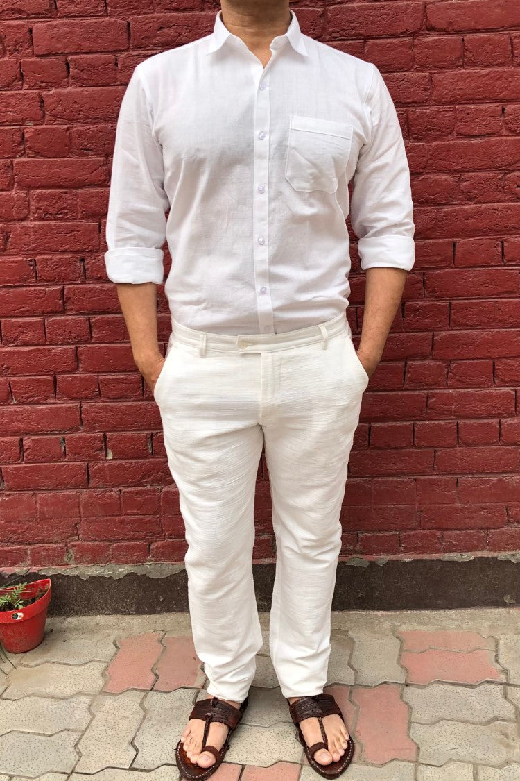 White Khadi Shirts Trousers - Buy White Khadi Shirts Trousers online in  India