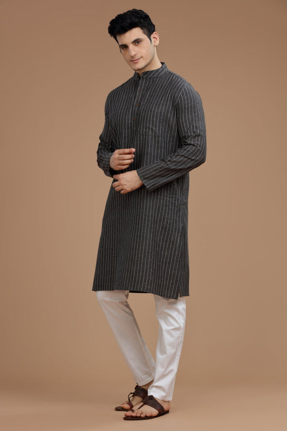 dobby cotton long kurta for men, traditional wear, breathable fabric