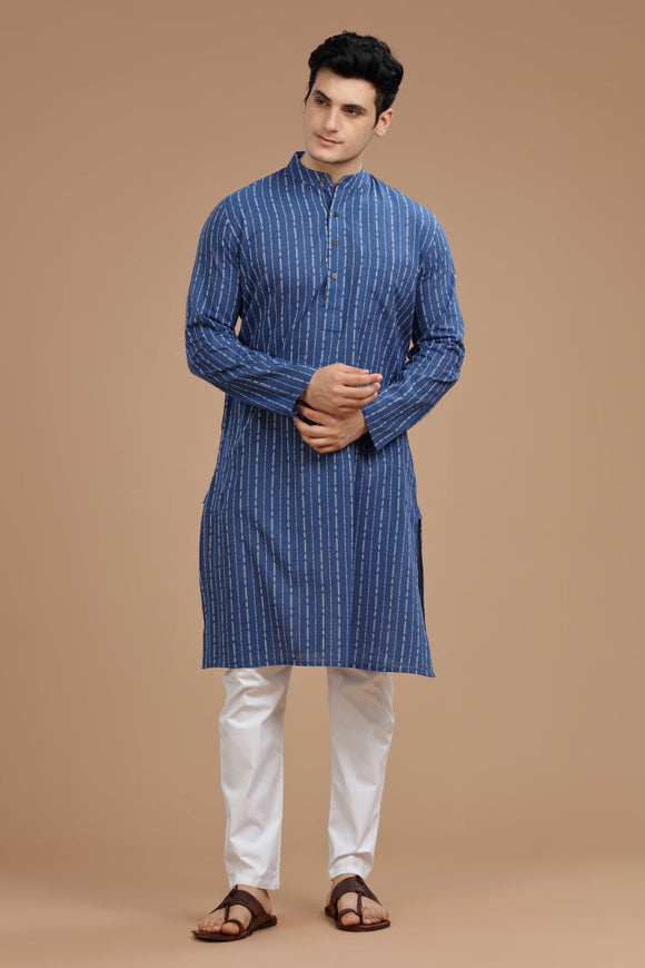 dobby cotton long kurta for men, traditional wear, breathable fabric