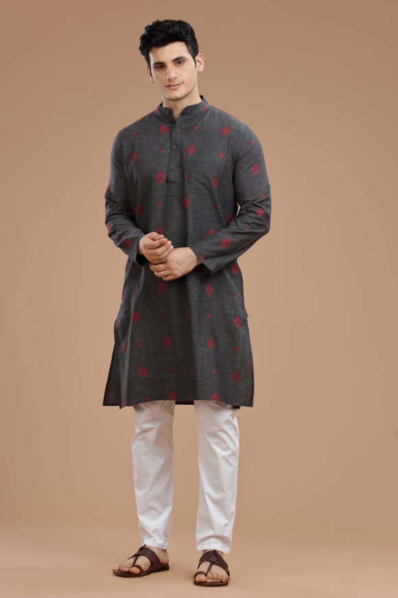 dobby cotton long kurta for men, traditional wear, breathable fabric