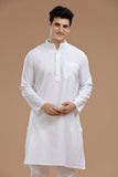 WHITE HANDLOOM COTTON LONG KURTA