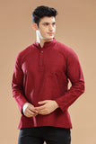 Men's cotton short kurta with full sleeves, casual wear, Indian fashion