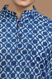 BLUE BLOCKPRINT COTTON LONG KURTA