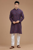 PURPLE COTTON DOBBY LONG KURTA