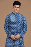 BLUE BLOCKPRINT COTTON LONG KURTA