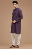 PURPLE COTTON DOBBY LONG KURTA