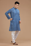 BLUE BLOCKPRINT COTTON LONG KURTA