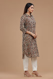 HANDBLOCK KALAMKARI WOMEN KURTA WITH COLLAR