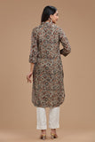 HANDBLOCK KALAMKARI WOMEN KURTA WITH COLLAR