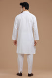 WHITE HANDLOOM COTTON LONG KURTA