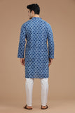 BLUE BLOCKPRINT COTTON LONG KURTA