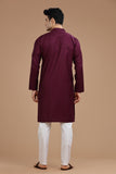 WINE LUSTRE COTTON LONG KURTA