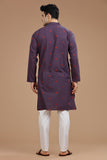 PURPLE COTTON DOBBY LONG KURTA