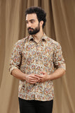 Exquisite Hand Block Print Kalamkari Cotton Shirt with Full Sleeves - Traditional Art Meets Modern Style