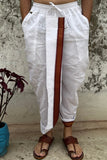 High-quality pure cotton readymade dhoti with elastic waist, drawstring, and two zipper pockets – a blend of traditional elegance and modern convenience for weddings, cultural events, and festive celebrations