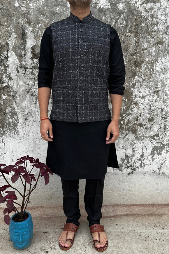 White Check Pure Wool Nehru Jacket at Rs 900/piece | Nehru Jacket in  Haridwar | ID: 2852987197548