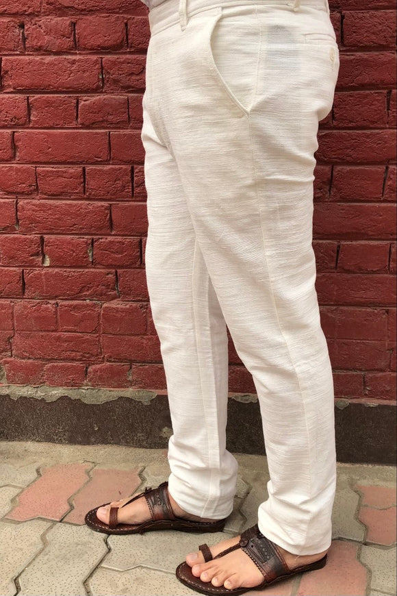 Casual Khadi Cotton Silk Pajama from ISKCON Vrindavan by BLISS | Exotic  India Art