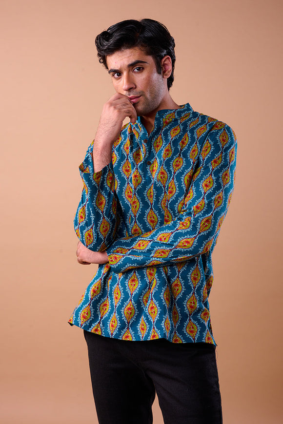 Indian Men 100% Cotton Tunic Kurta Shirt Traditional Ethnic Wear Xxl  Multi-color